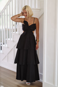 Flower on Top Maxi Dress - Black-HAZEL & OLIVE-Small-