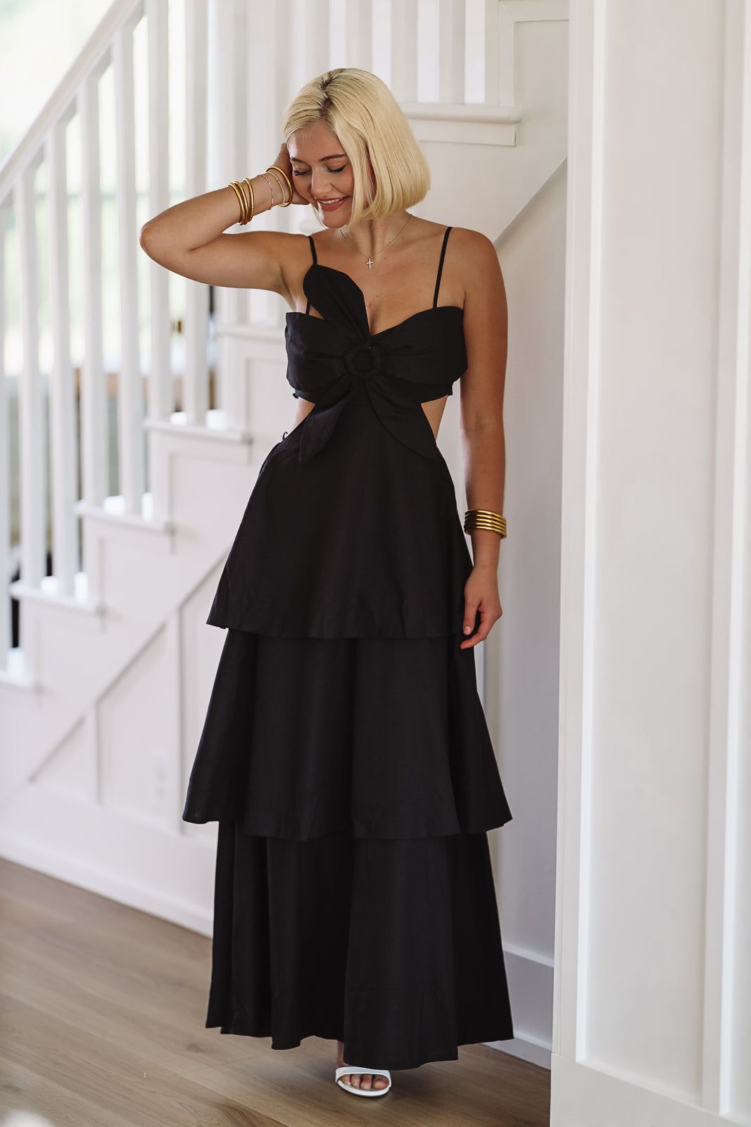 Flower on Top Maxi Dress - Black-HAZEL & OLIVE-Small-