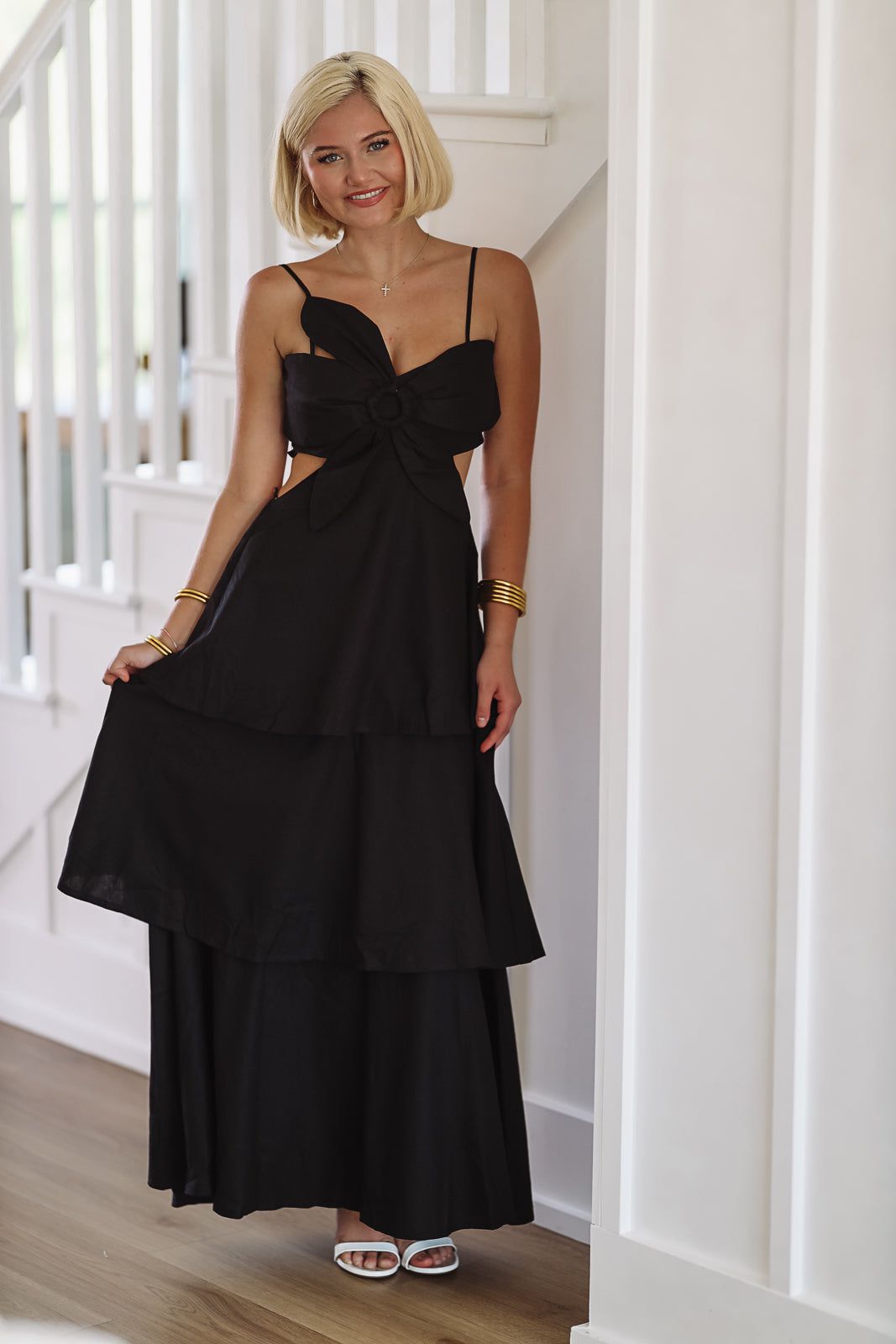 Flower on Top Maxi Dress - Black-HAZEL & OLIVE-Small-