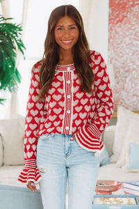 Full of Hearts Cardigan - Red-HAZEL & OLIVE ST2509/01-Small-