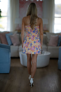Hazel & Olive G6650 Mademoiselle Mini Dress - Yellow, Purple and Pink