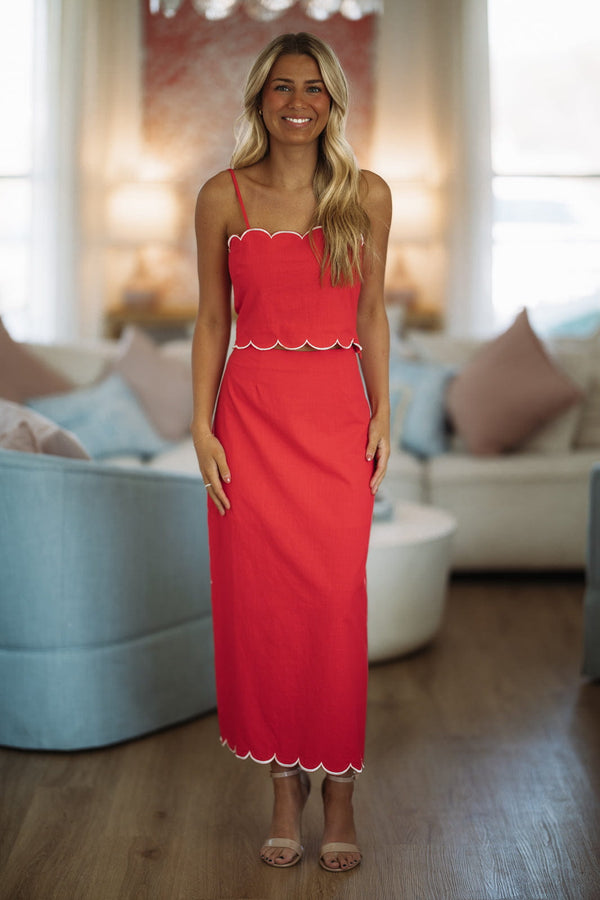 Hazel & Olive G6987 Scarlet Scallop Top  - Red