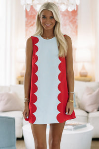 Hazel & Olive G7114 Goove Theory Mini Dress - Light Blue and Red