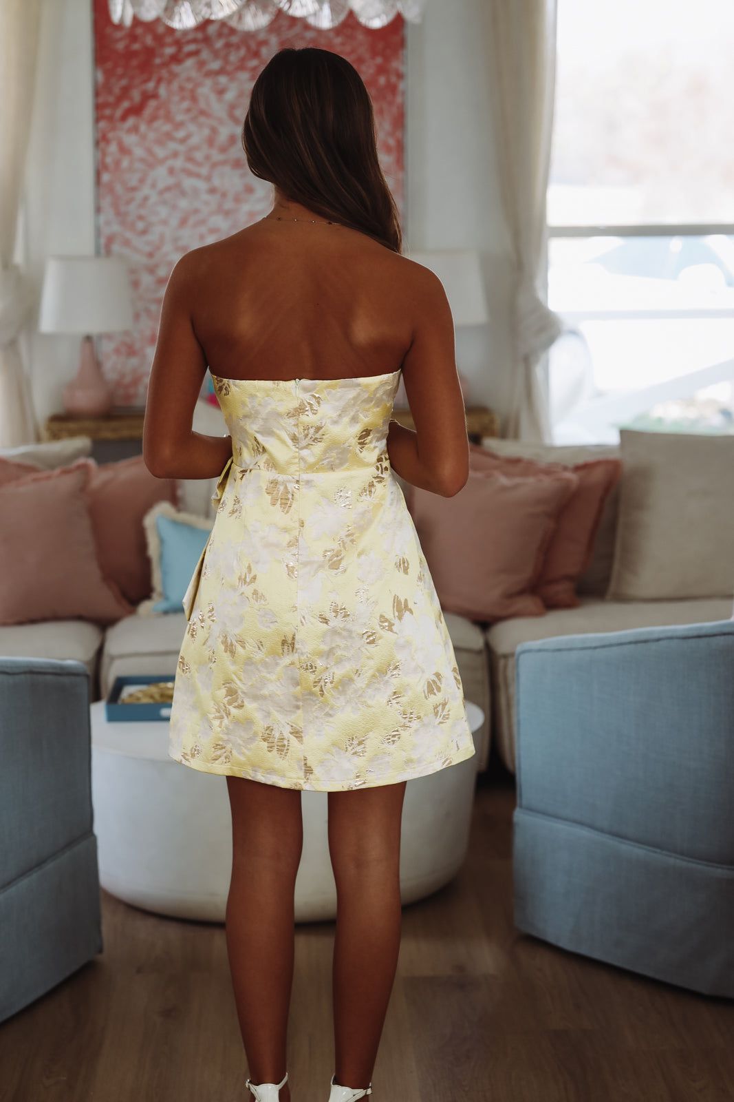 Glitter and Shine Mini Dress - Yellow and Gold-HAZEL & OLIVE-Small-