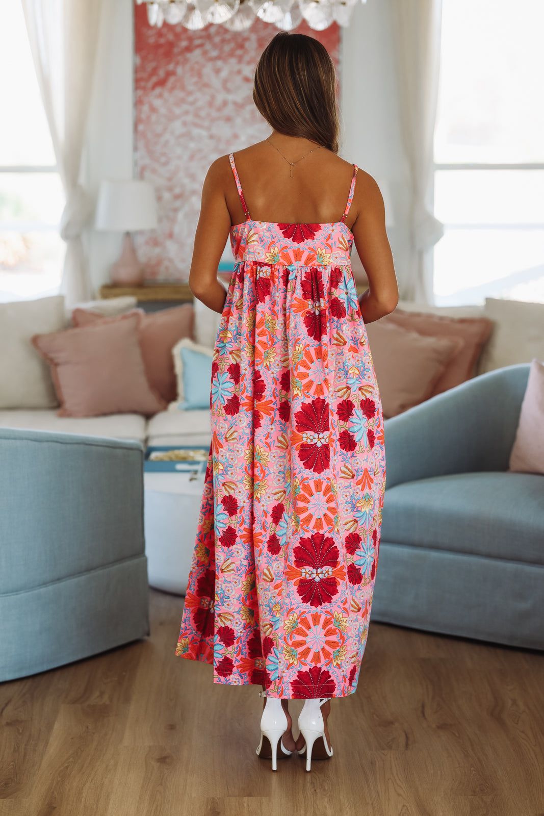 Go To Palm Springs Midi Dress - Pink Blue Yellow Orange-HAZEL & OLIVE 2500/363LDA-Small-