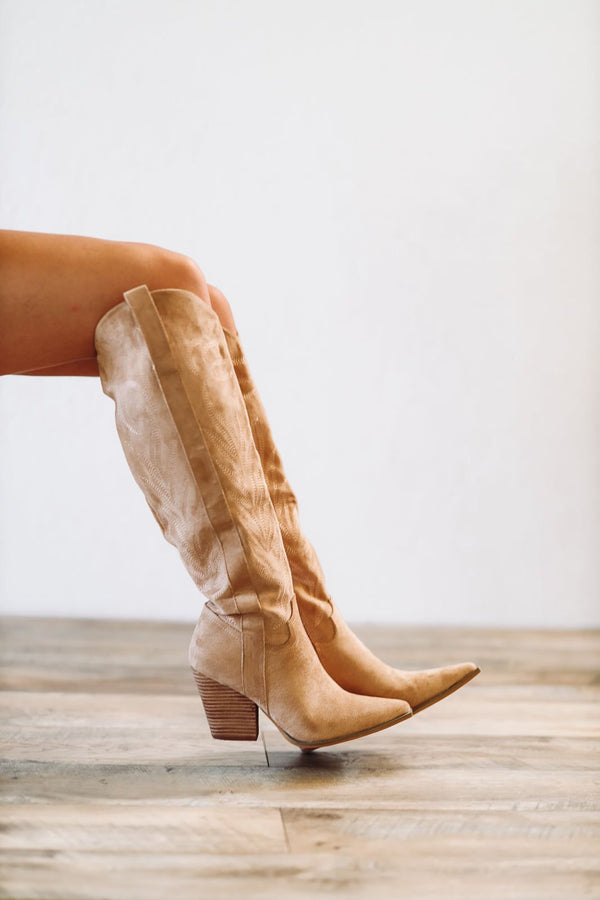 Going Country Western Cowboy Boots - Almond-HAZEL & OLIVE-6-