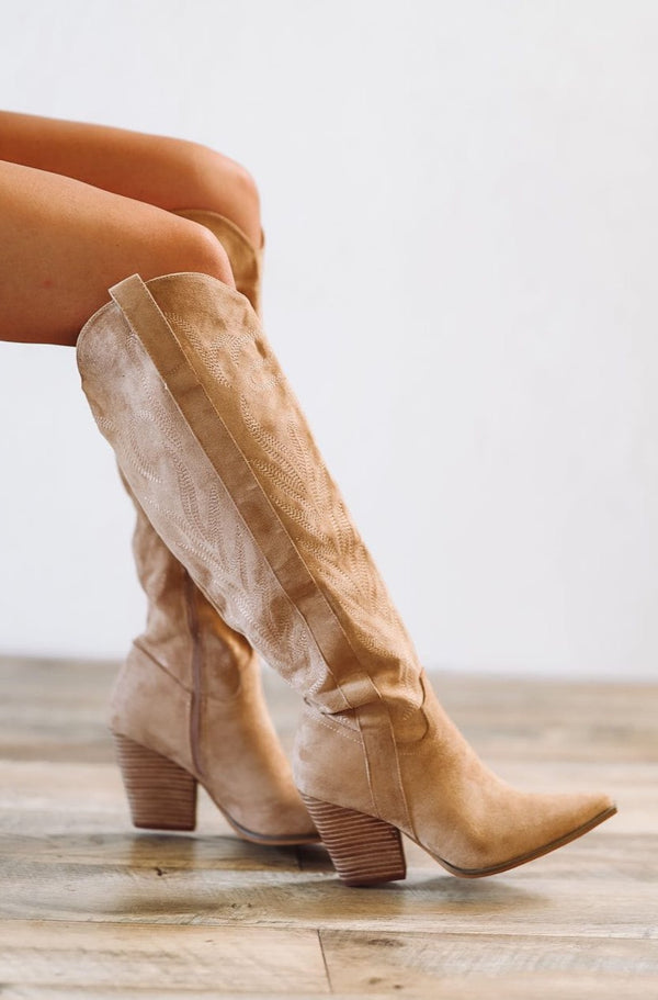 Going Country Western Cowboy Boots - Almond-HAZEL & OLIVE-6-