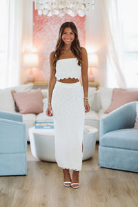 Grecian Coast Top and Midi Skirt Set - Off White-HAZEL & OLIVE MST8366-Small-