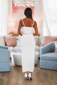 Grecian Coast Top and Midi Skirt Set - Off White-HAZEL & OLIVE MST8366-Small-