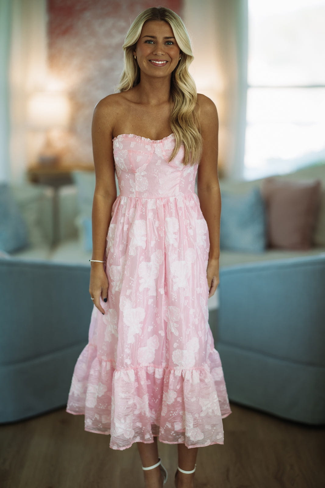 Hazel & Olive HD1724/6 Dreamer Girl Midi Dress - Pink