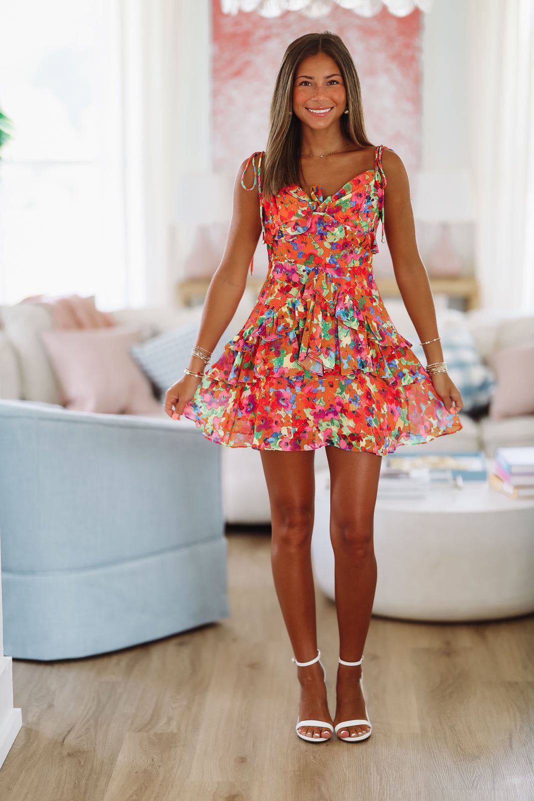 Let's Celebrate Mini Dress - Orange and Pink-HAZEL & OLIVE HD2004-Small-