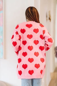 Heart on Your Sleeve Cardigan - Pink and Red-HAZEL & OLIVE-Small-