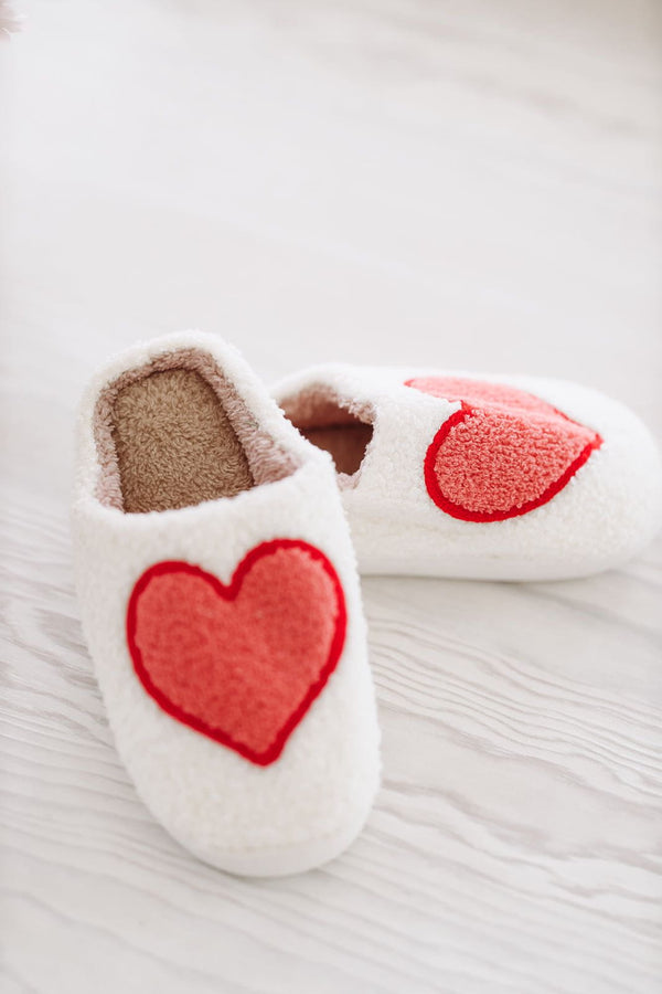Heart Slippers - White, Red and Pink-HAZEL & OLIVE-