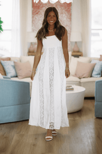 Hazel & Olive HF26A498 Parallel Lines Maxi Dress - White