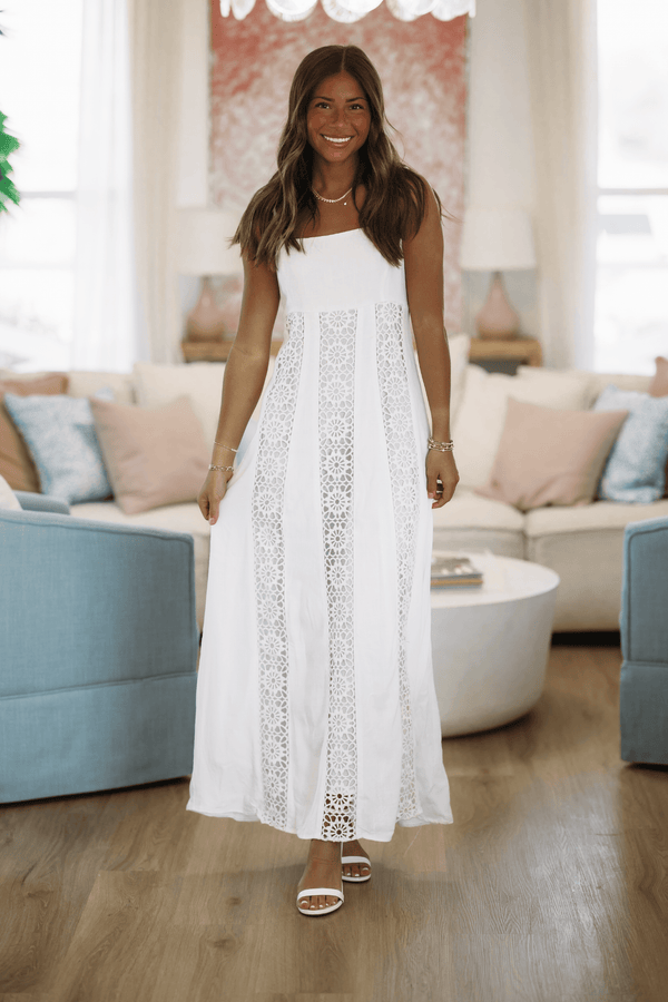 Hazel & Olive HF26A498 Parallel Lines Maxi Dress - White