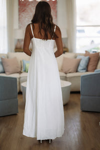 Hazel & Olive HF26A498 Parallel Lines Maxi Dress - White