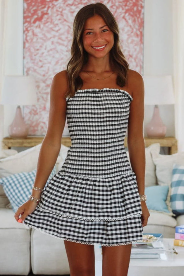 Clock Stopper Mini Dress - Black and White-Hazel & Olive HMD14475-Small-