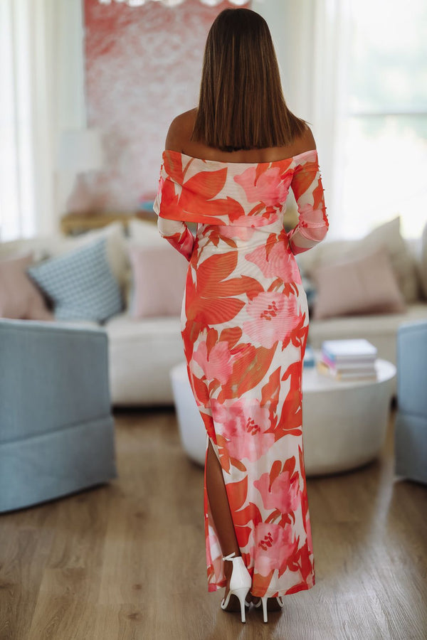 Crown Imperial Maxi Dress - Pink and Orange-HAZEL & OLIVE HN4616D-XSmall-