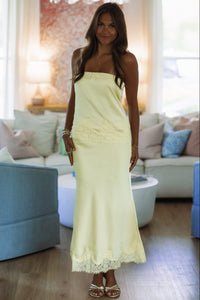 Hazel & Olive HN6703K Just a Whisper Midi Skirt - Butter Yellow