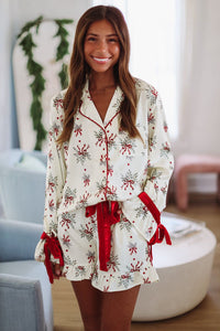 Holly Branches Pajama Shorts - Cream-HAZEL & OLIVE-Small-