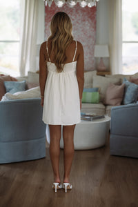 HAZEL & OLIVE IBD33287 Linen Shells and Lobster Rolls Mini Dress - Ivory and Blue
