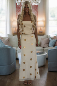 Hazel & Olive IBK35125 All That Glitters Maxi Skirt - Cream