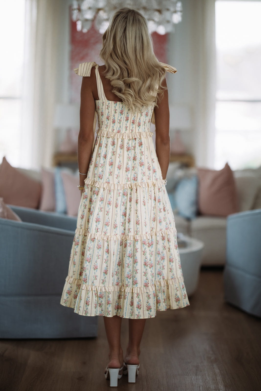 Hazel & Olive ID39991/02 1000 Pretty Words Maxi Dress - Light Yellow and Pink