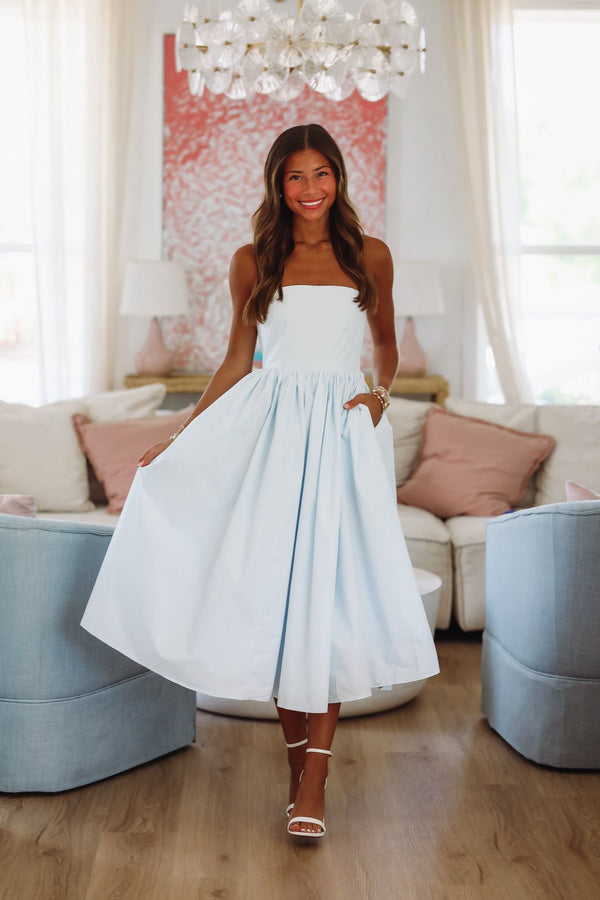 Coastal Sunrise Midi Dress - Light Blue-HAZEL & OLIVE ID8114/A-Small-