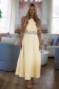 Hazel & Olive IDA1050 Tell Me The Direction Midi Dress - Yellow
