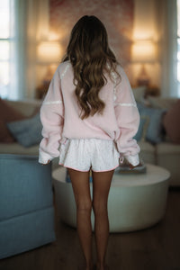 Hazel & Olive IJP300643/01 Going To Lounge Pullover and Short Set - Baby Pink