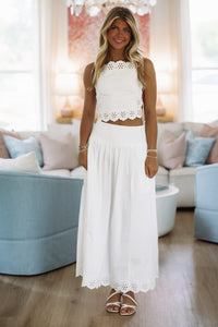 Hazel & Olive IST5995 Beachside Blossom Top and Maxi Skirt - White
