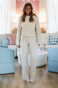 Hazel & Olive IST6114/A Comfy Snuggles Sweater and Pants Set - Beige