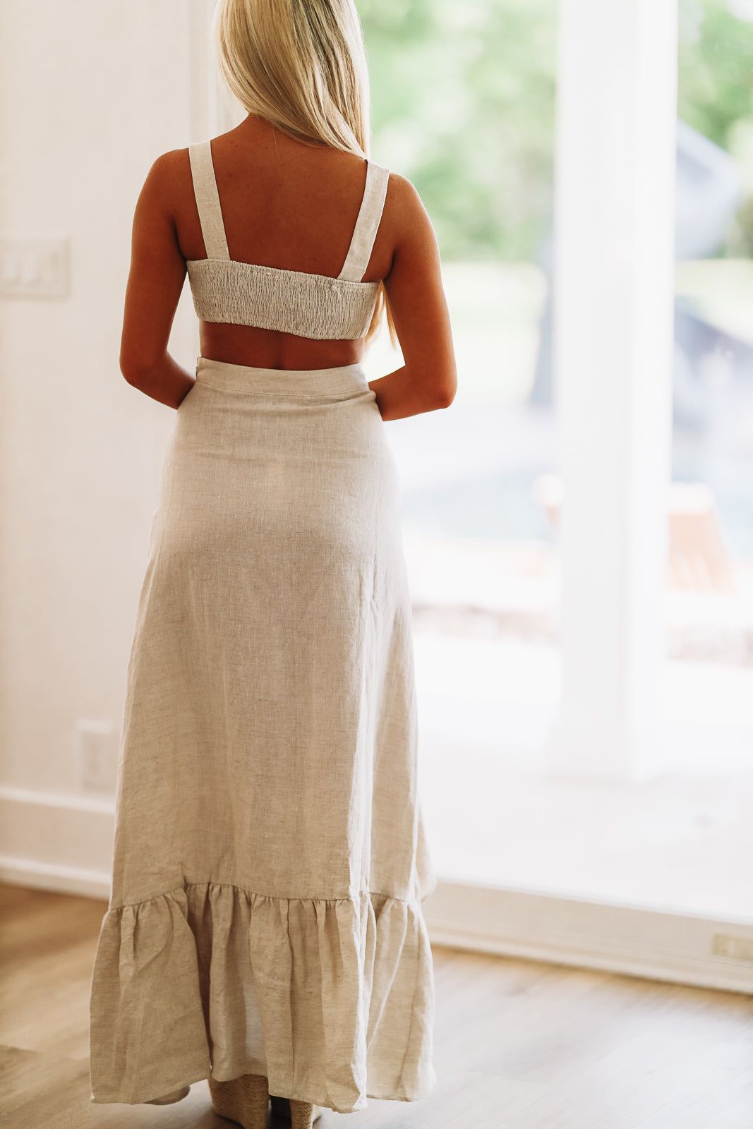 It Hits Different Crop Top and Maxi Skirt Set - Beige-HAZEL & OLIVE-Small-