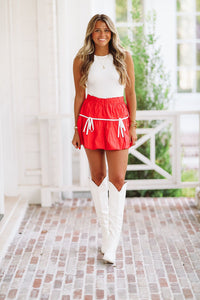 It's a New Day Skirt - Red and White-HAZEL & OLIVE-Small-