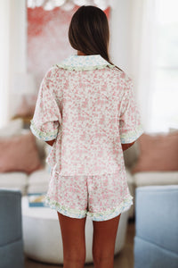 Rose Blooms Short and Top Pajama Set - Pink-HAZEL & OLIVE ITP39662/04-Small-