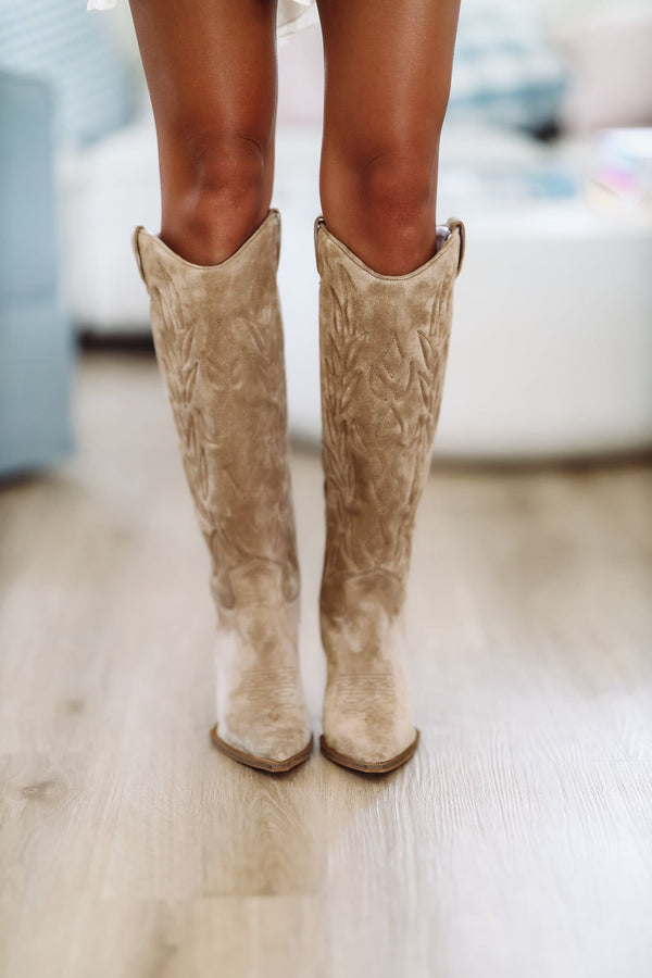 Kinzee Western Boot by Steve Madden - Chestnut Suede-HAZEL & OLIVE-6-