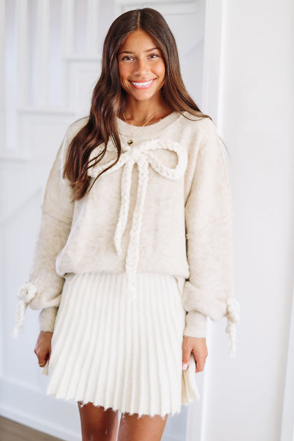 Knit Love Mini Skirt - Cream-HAZEL & OLIVE S1079S-Small-