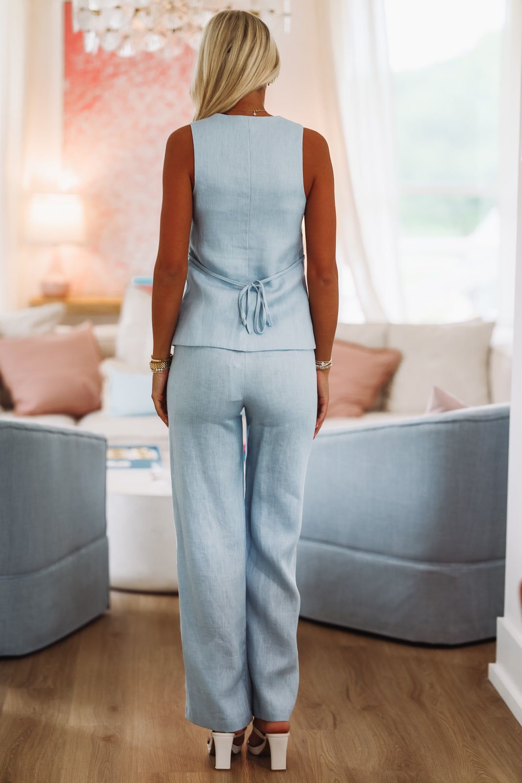Kolibri Linen Pants - Blue-HAZEL & OLIVE-Small-