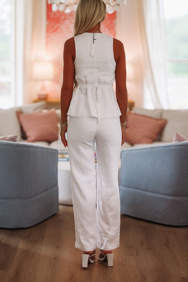 Kolibri Linen Pants - White-HAZEL & OLIVE 2405/121LPA-Small-
