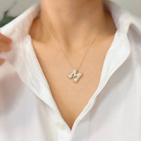 Let Me Sparkle Bubble Letter Necklace - Gold-HAZEL & OLIVE-A-