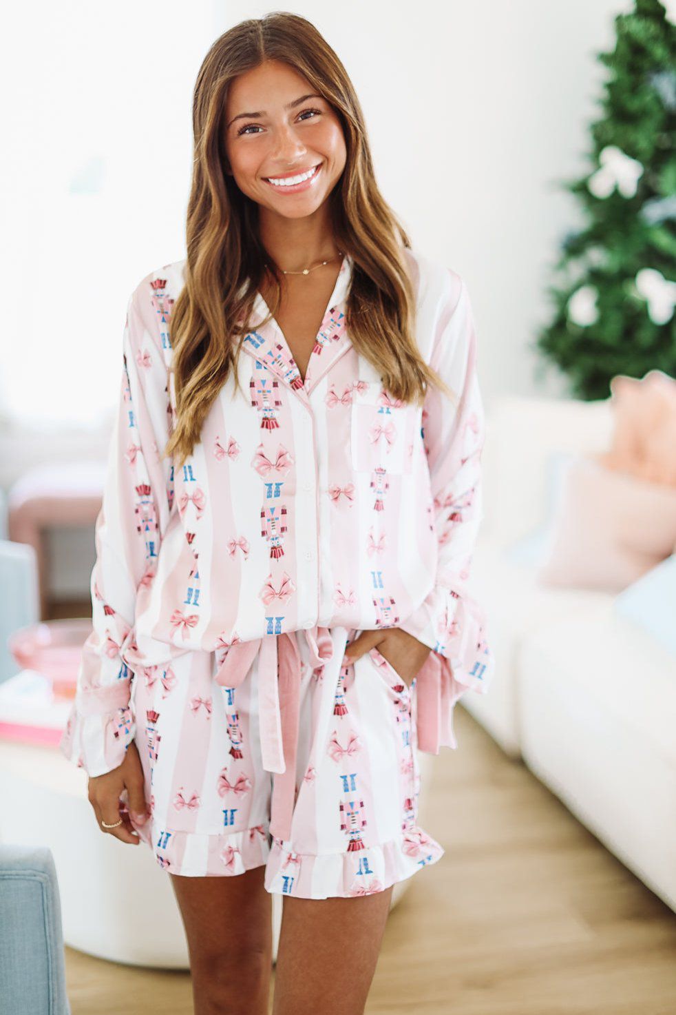 Let's Get Cracking Nutcracker Pajama Shorts - Pink-HAZEL & OLIVE-Small-