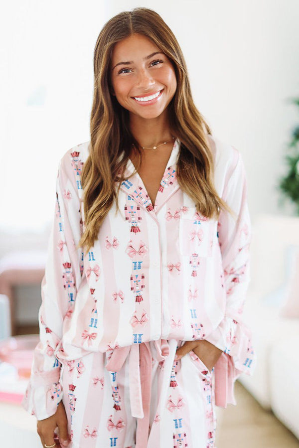 Let's Get Cracking Nutcracker Pajama Top - Pink-HAZEL & OLIVE-Small-