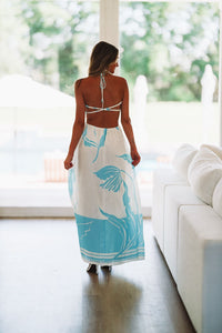 Life on Vacay Maxi Dress - White and Aqua-HAZEL & OLIVE-Small-
