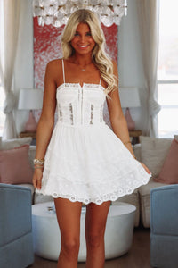 Lovely Impressions Mini Dress - White-HAZEL & OLIVE-Small-