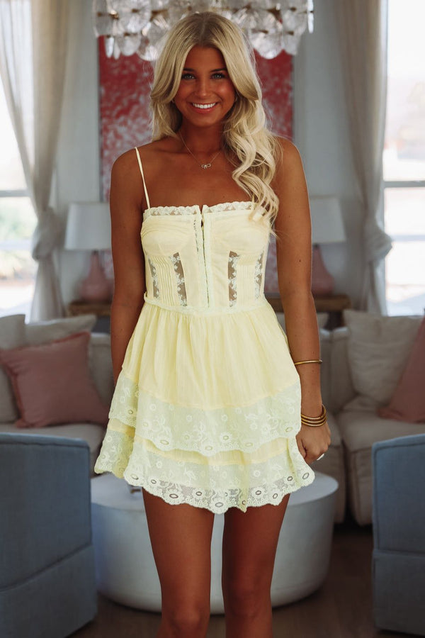 Lovely Impressions Mini Dress - Yellow-HAZEL & OLIVE SM/D20835A-Small-