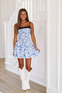 Main Character Moment Mini Dress- Blue-HAZEL & OLIVE-Small-