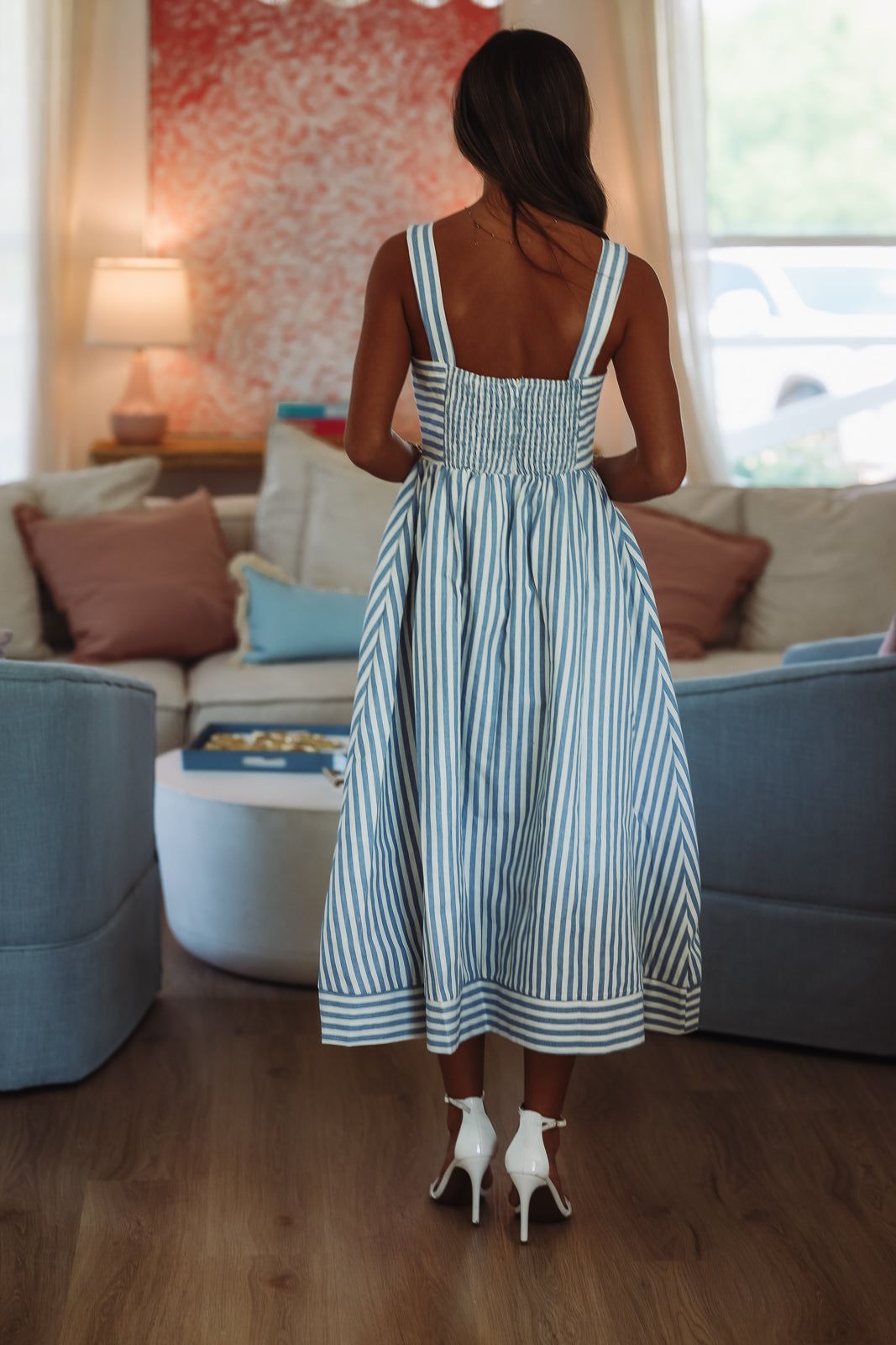 Maui Vacation Midi Dress - White and Blue-HAZEL & OLIVE DXD409036-Small-