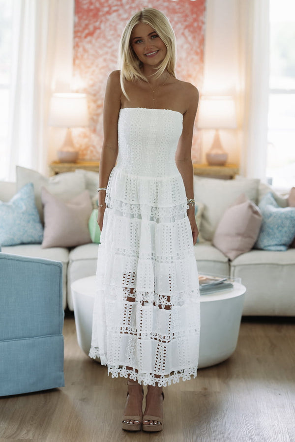 HAZEL & OLIVE May I Have Your Attention Please Midi Dress - White