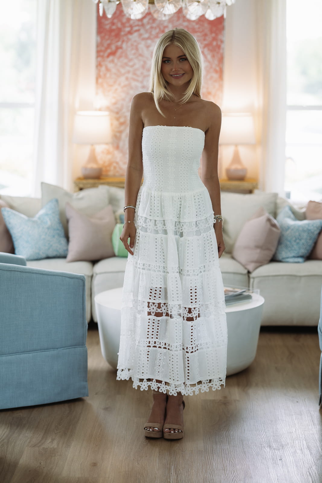 HAZEL & OLIVE May I Have Your Attention Please Midi Dress - White