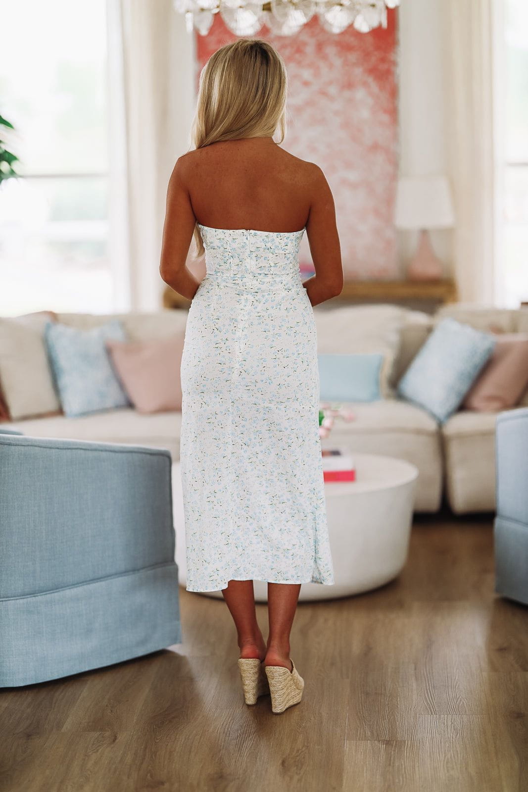 Maya Midi Dress - Blue-HAZEL & OLIVE-Small-